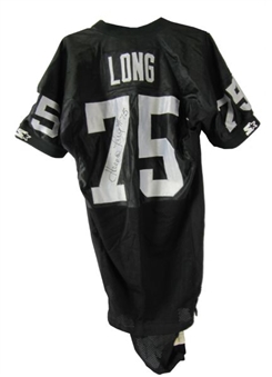 1992-1993 Howie Long Game Worn  and Signed Los Angeles Raiders Home Jersey MEARS 10